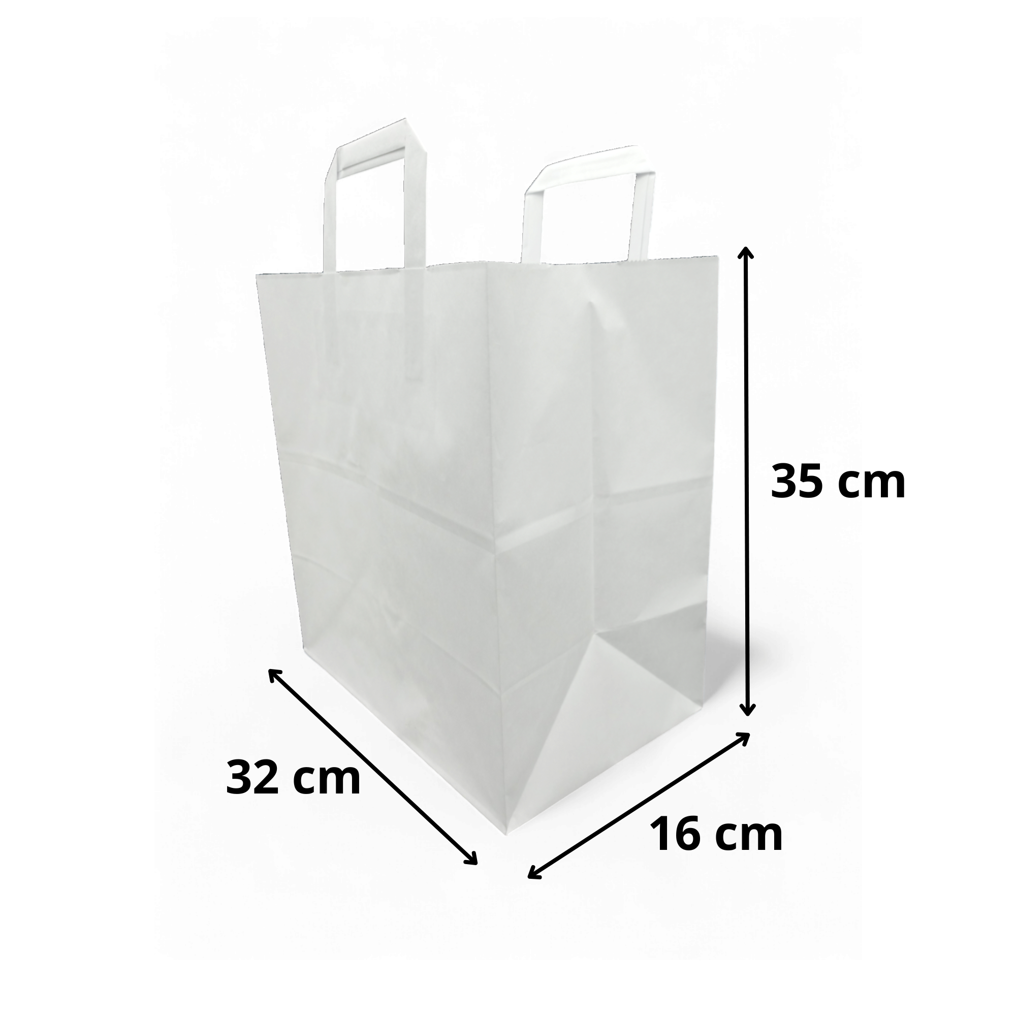 Sac kraft blanc 32+16x35 cm avec poignées plates